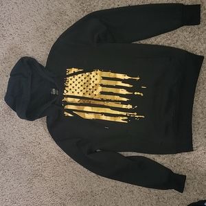 Bleecker & Mercer Hoodie Gold Shiny Flag Emblem